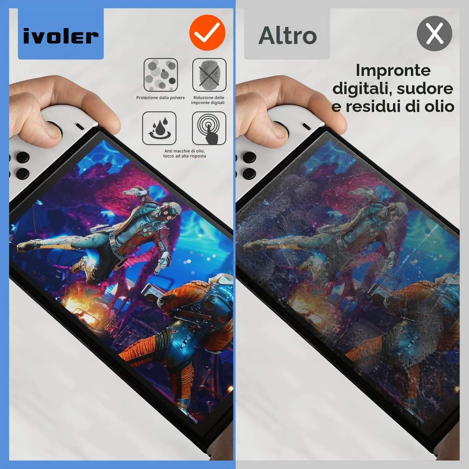 iVoler Pellicola in Vetro Temperato Opaca per Nintendo Switch OLED, Antiriflesso e Anti Graffio, 2 Pezzi - immagine 3