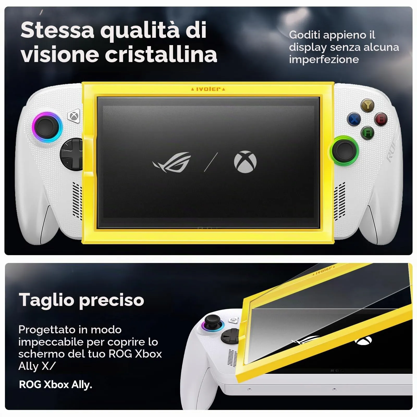 iVoler Pellicola Vetro Temperato Opaca Anti Riflesso per ROG Ally / ROG Ally X Handheld 2025, 3 Pezzi - immagine 3