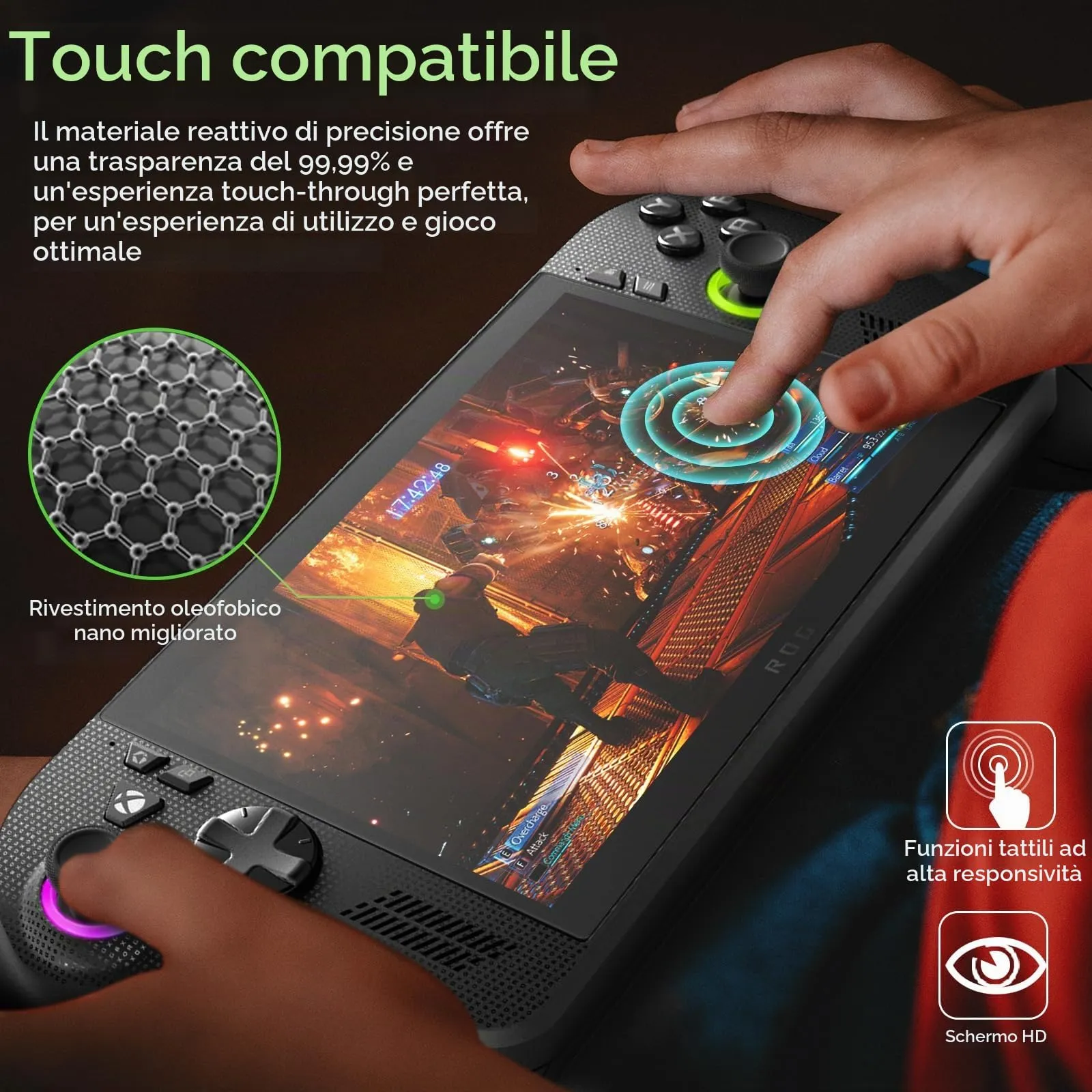 iVoler Pellicola Vetro Temperato Opaca Anti Riflesso per ROG Ally / ROG Ally X Handheld 2025, 3 Pezzi - immagine 6