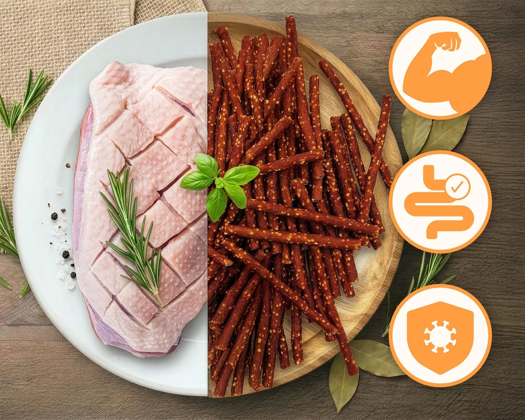 MERSJO Dolcetti per cani, Caban di Anatra, 83% Carne, Senza Cereali e Zucchero, 500 g (Confezione da 2) - immagine 3