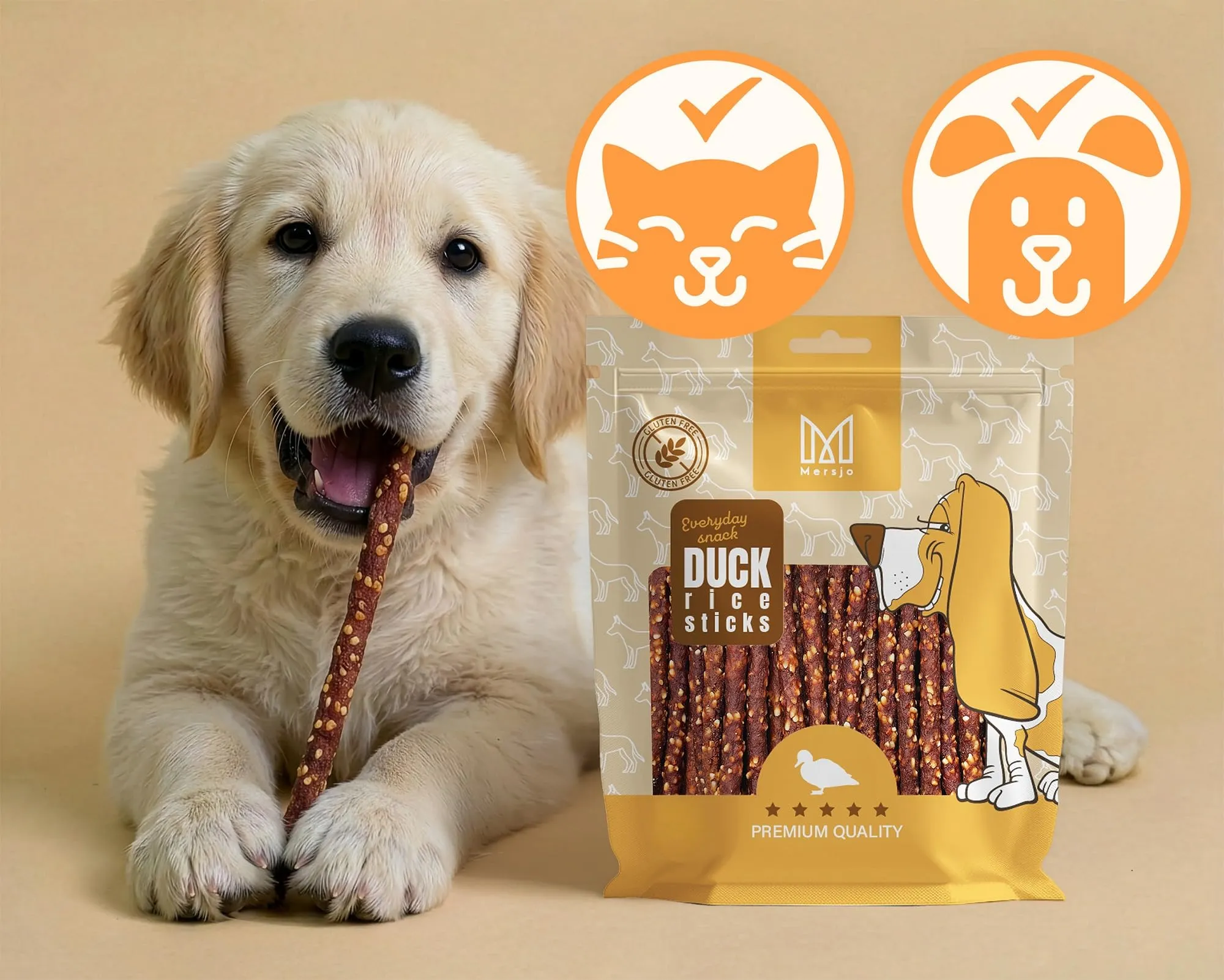 MERSJO Dolcetti per cani, Caban di Anatra, 83% Carne, Senza Cereali e Zucchero, 500 g (Confezione da 2) - immagine 5