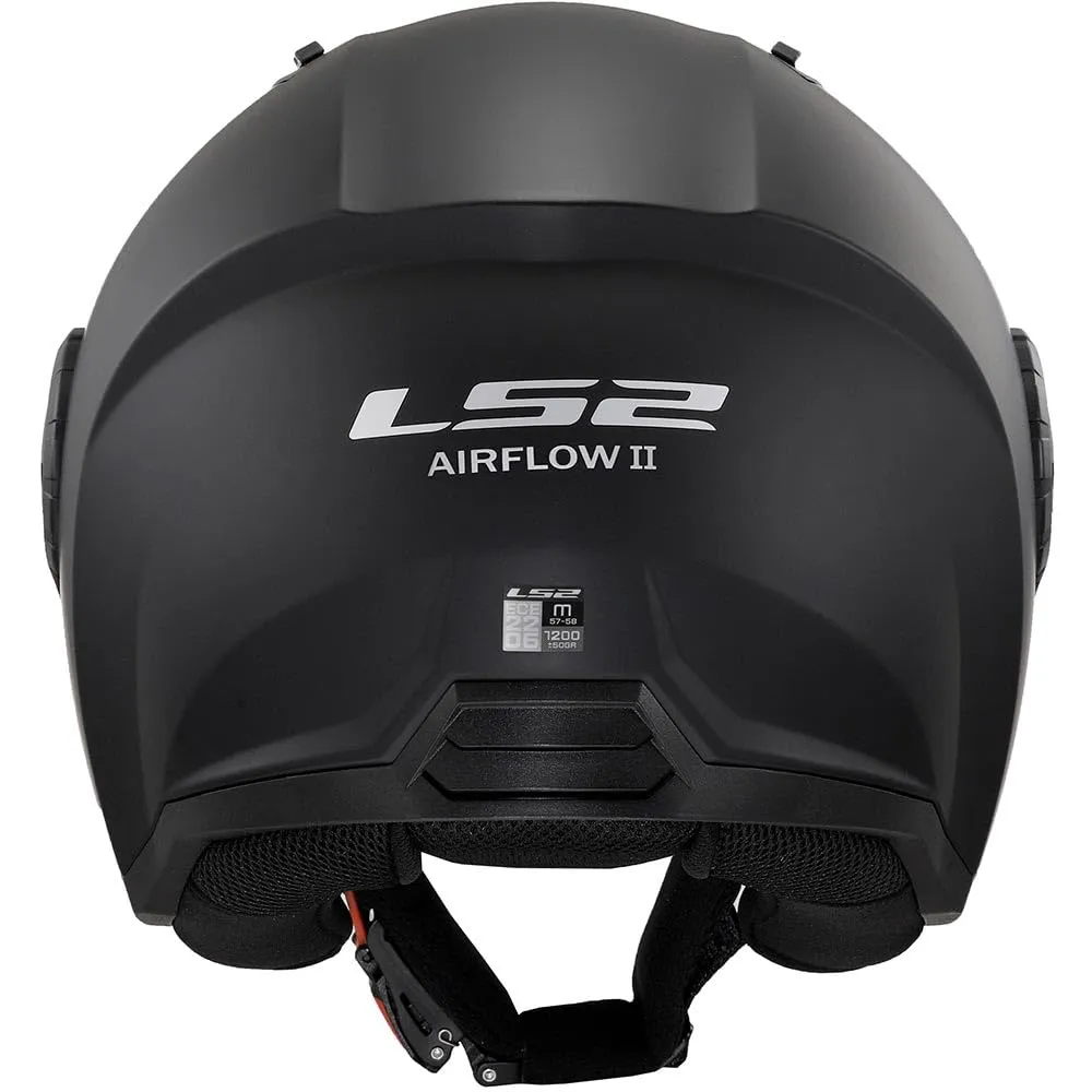 LS2 Airflow II Solid Jet Motorcycle Helmet - Matt Black, XXL - immagine 3