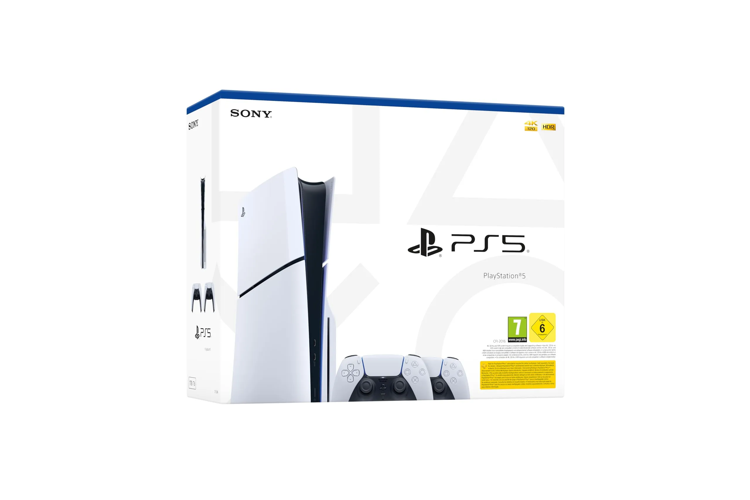 PlayStation 5 Slim Console with 2 DualSense Wireless Controllers - White - immagine 2