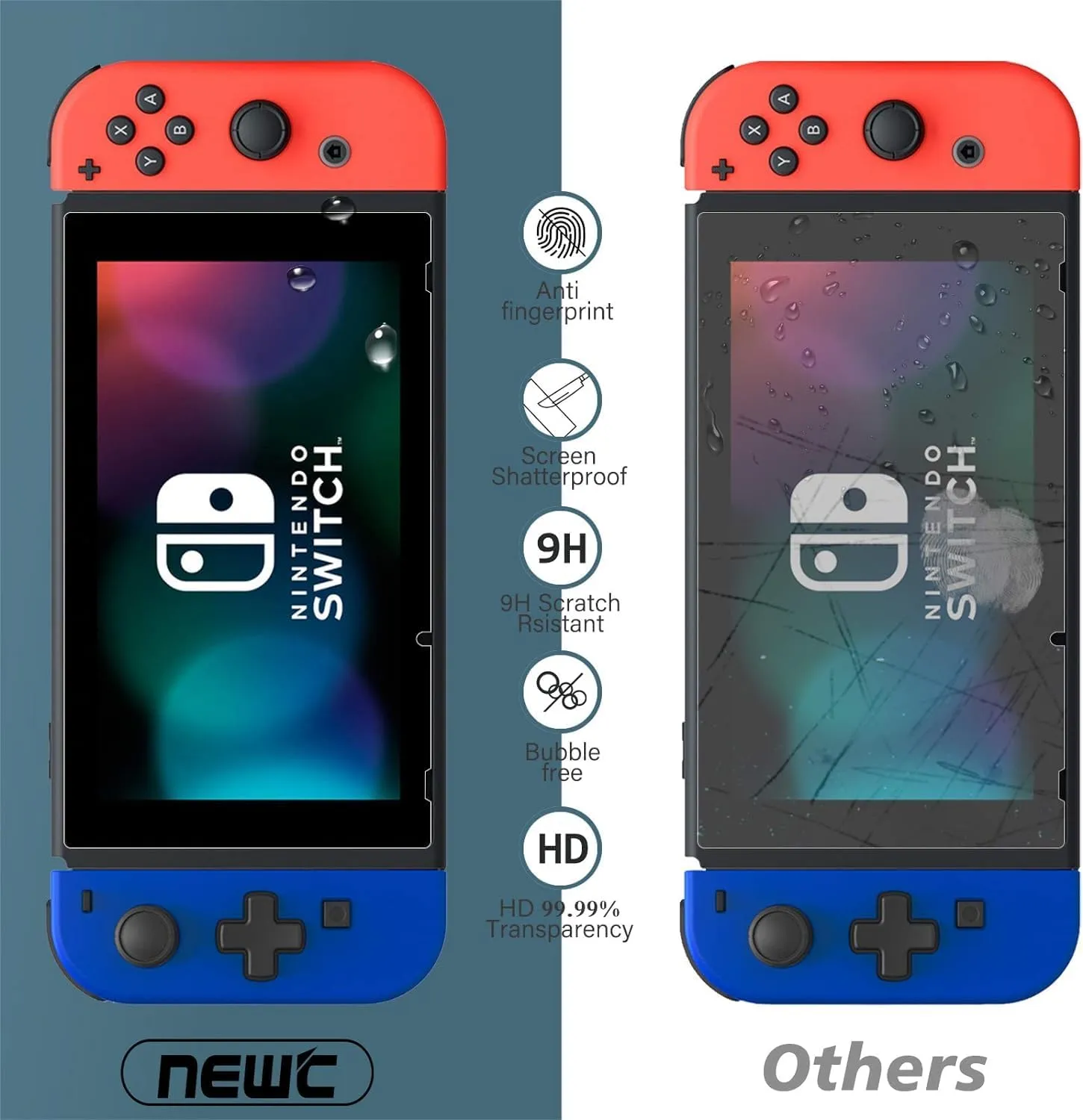 NEW'C Pellicola in Vetro Temperato per Nintendo Switch - immagine 5