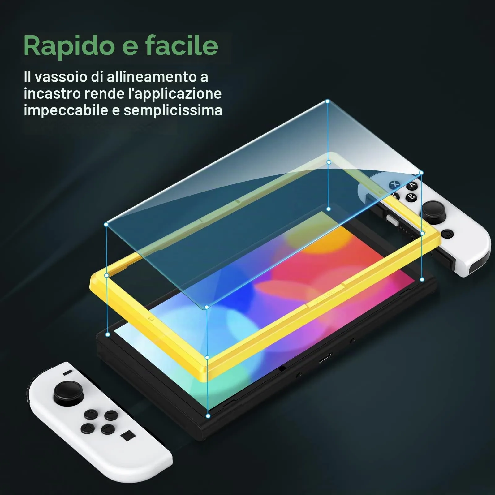 iVoler Vetro Temperato per Nintendo Switch OLED 7 Pollici Modello 2021, Set di 4 Pellicole Protettive 9H - immagine 4