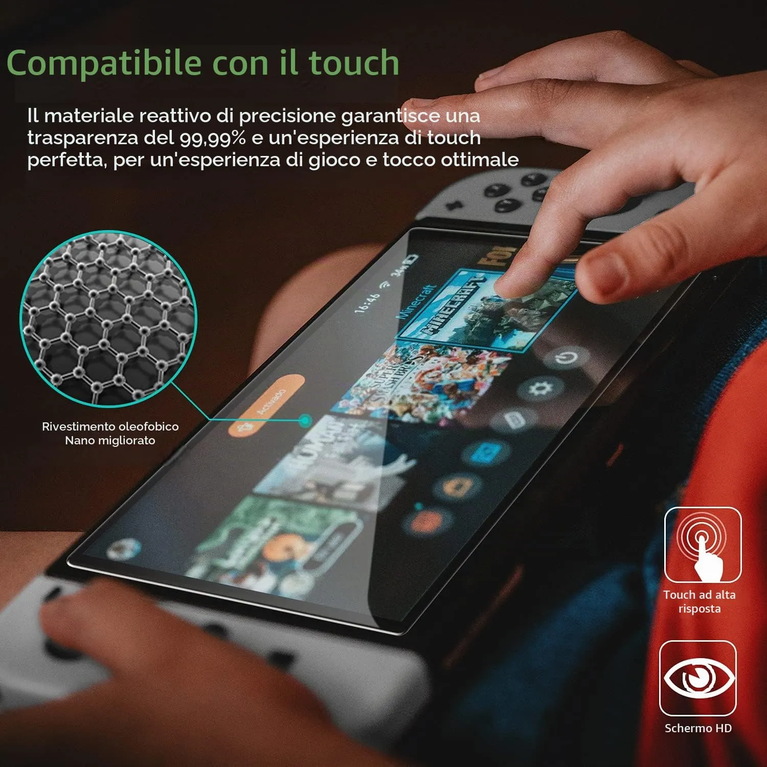 iVoler Vetro Temperato per Nintendo Switch OLED 7 Pollici Modello 2021, Set di 4 Pellicole Protettive 9H - immagine 8