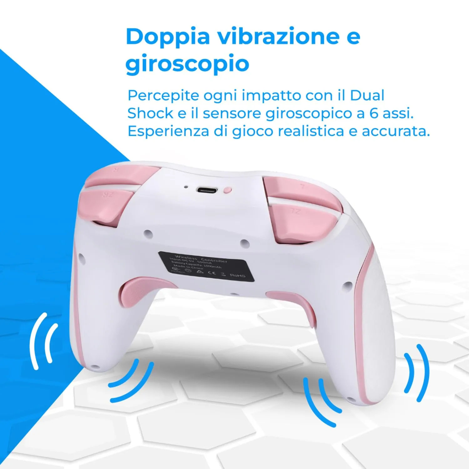 NK Telecomando Switch Wireless per Switch, OLED, Lite e Pro - Bianco e Rosa - immagine 7
