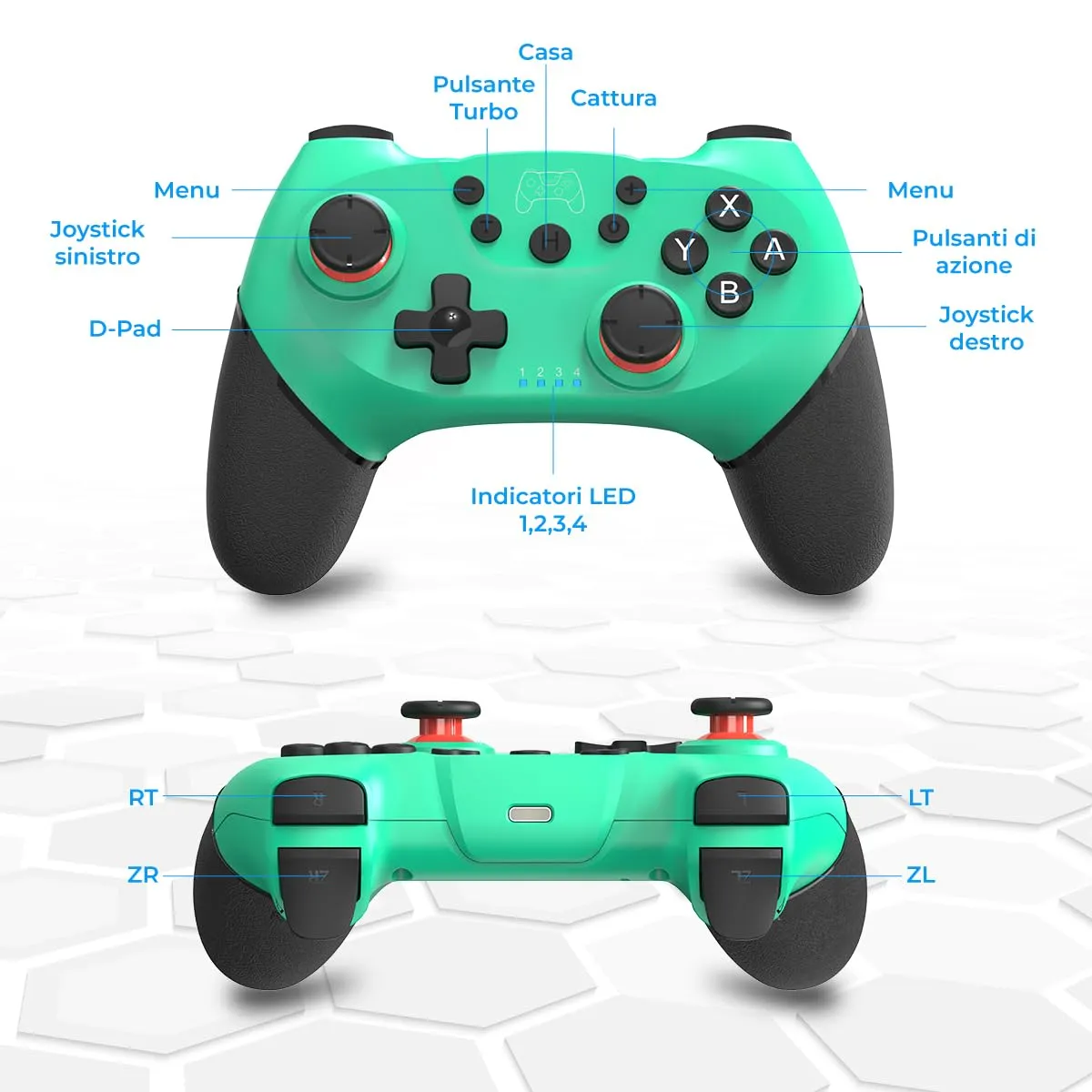 NK Telecomando Switch Wireless per Switch, Switch Lite, OLED e PC - Blu - immagine 3