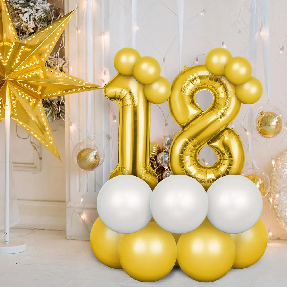 OFFCUP Palloncini Compleanno Oro 101 cm, Numero 16/61 - immagine 5