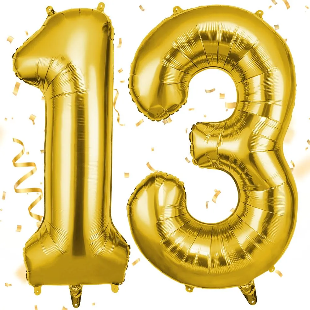 OFFCUP Palloncini Compleanno Oro 101 cm, Numero 13/31 - immagine 1
