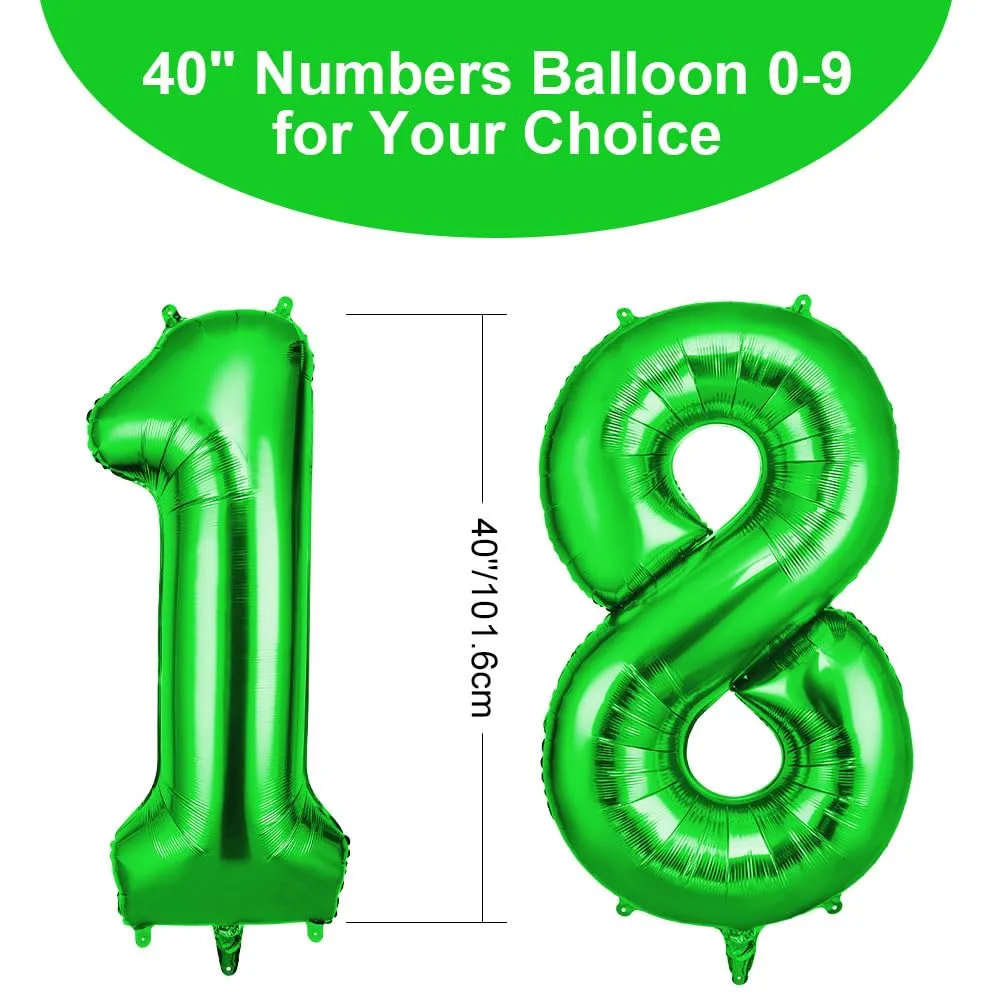 OFFCUP Palloncini Compleanno Verde 101 cm Numero 18/81 - immagine 2