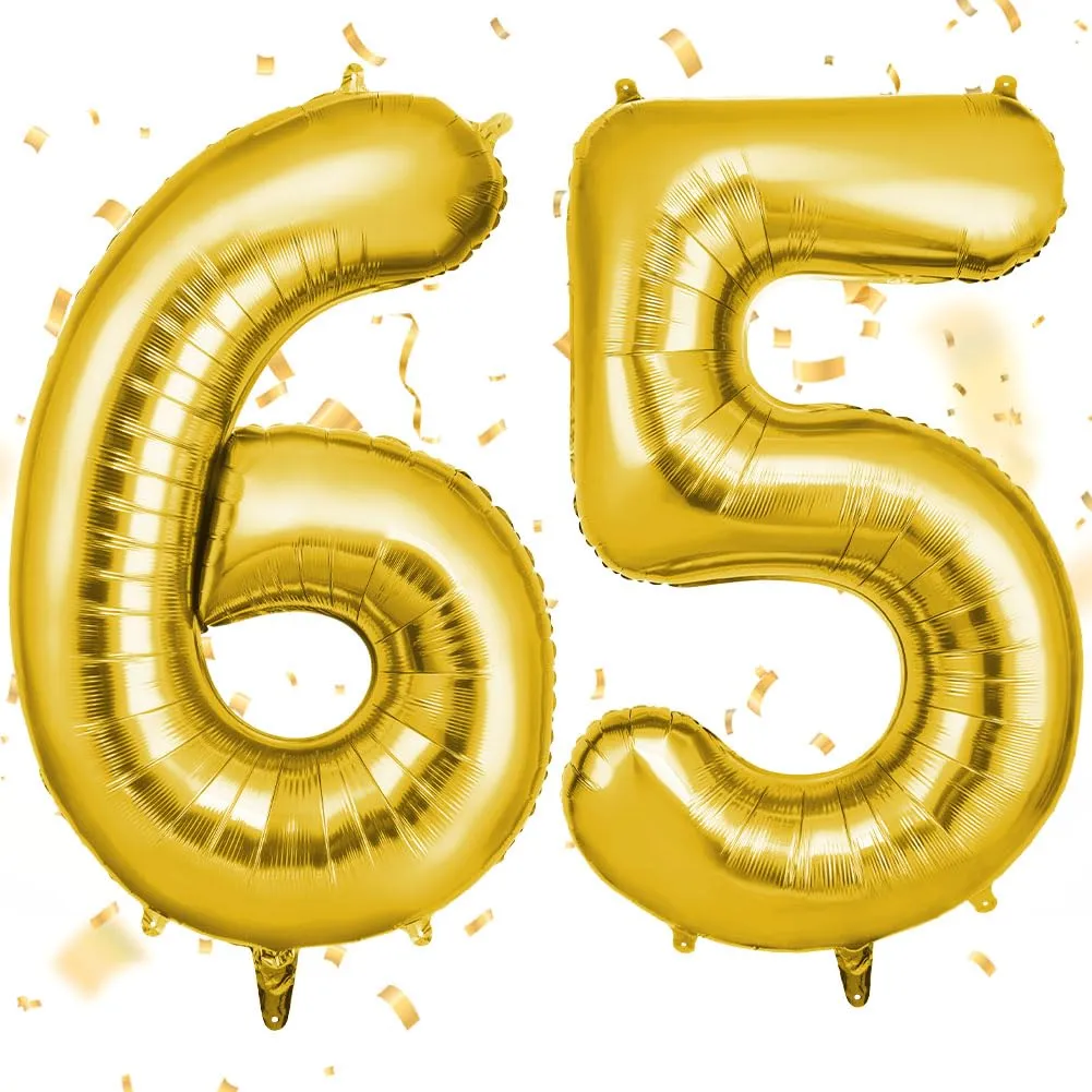 OFFCUP Foil Number 65 Balloons, Gold, 40" (101cm) - immagine 1