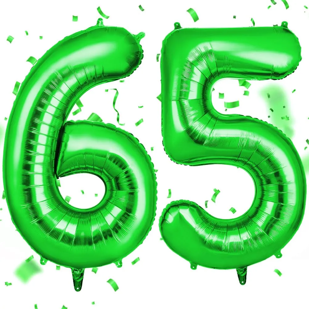 OFFCUP Palloncini Compleanno Verde 101 cm, Numero 65/56 - immagine 1