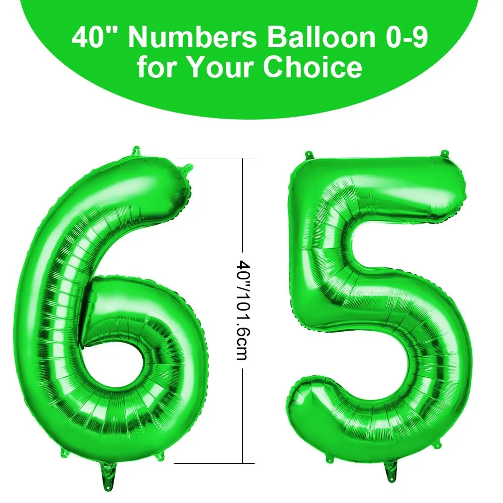 OFFCUP Palloncini Compleanno Verde 101 cm, Numero 65/56 - immagine 2