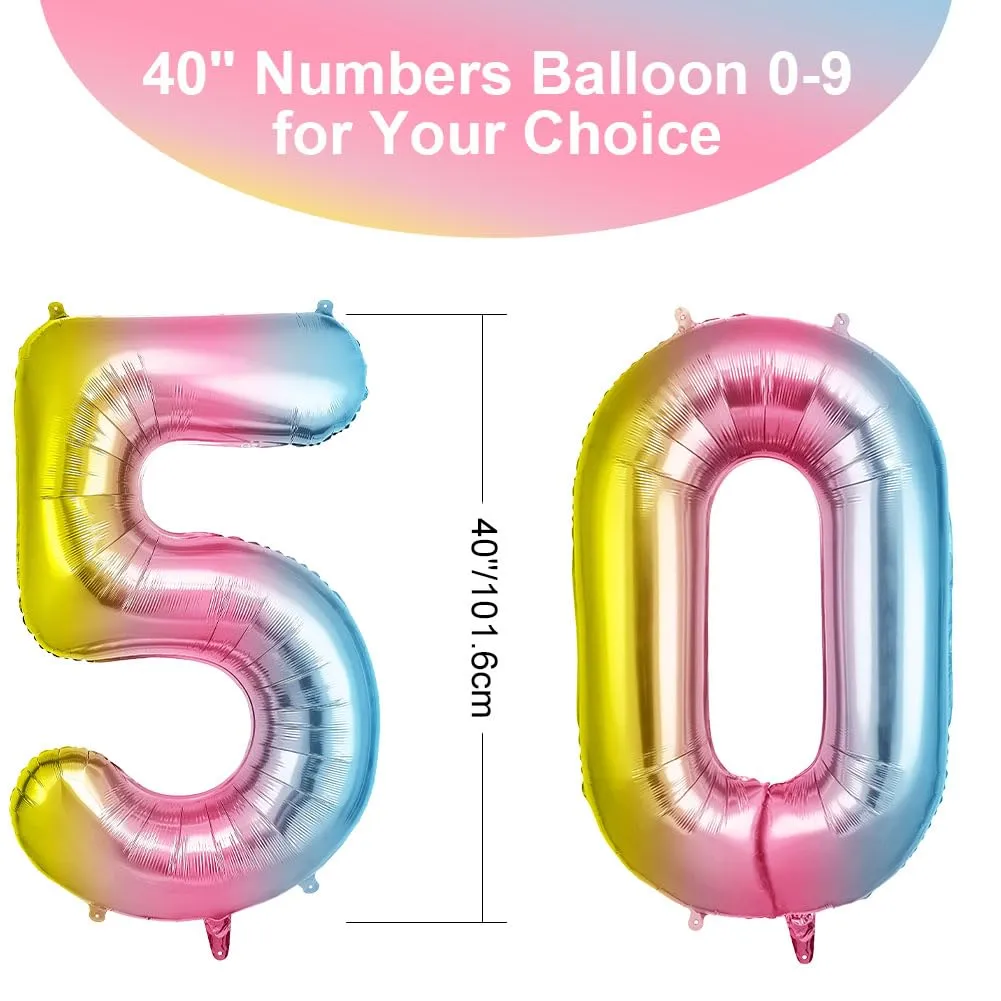 OFFCUP Palloncini Compleanno Sfumatura 101 cm, Numero 50 - immagine 2