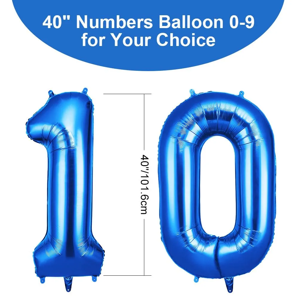 OFFCUP Palloncini Compleanno Blu, Numero 10, 101 cm - immagine 2