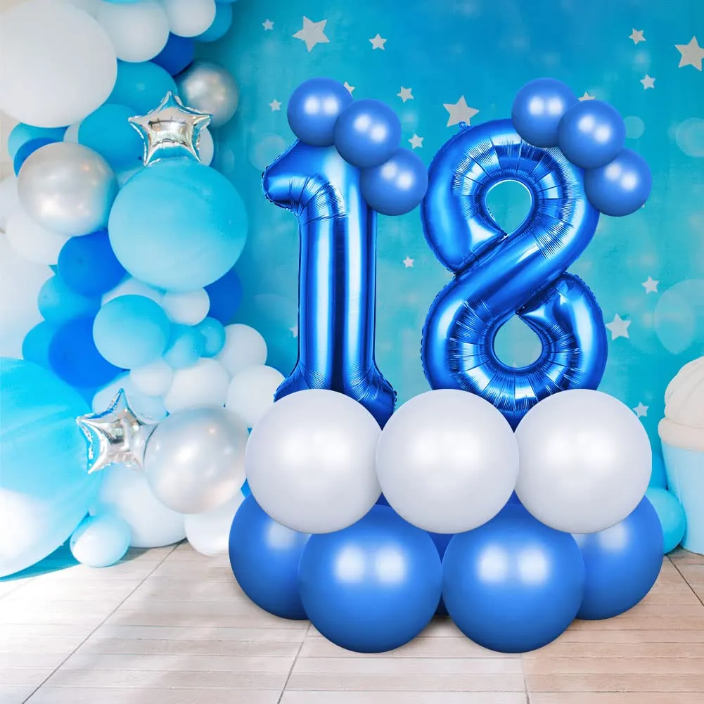 OFFCUP Palloncini Compleanno Blu, Numero 10, 101 cm - immagine 5