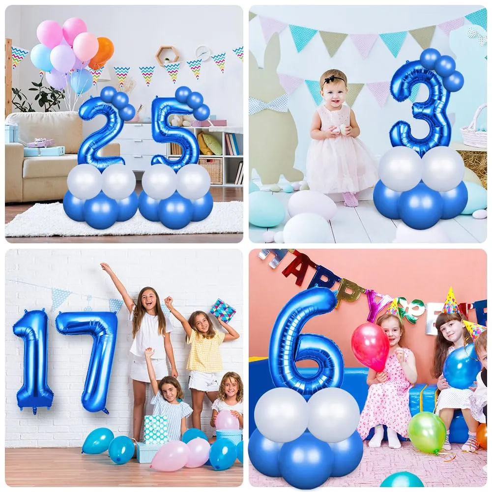 OFFCUP Palloncini Compleanno Blu, Numero 10, 101 cm - immagine 7