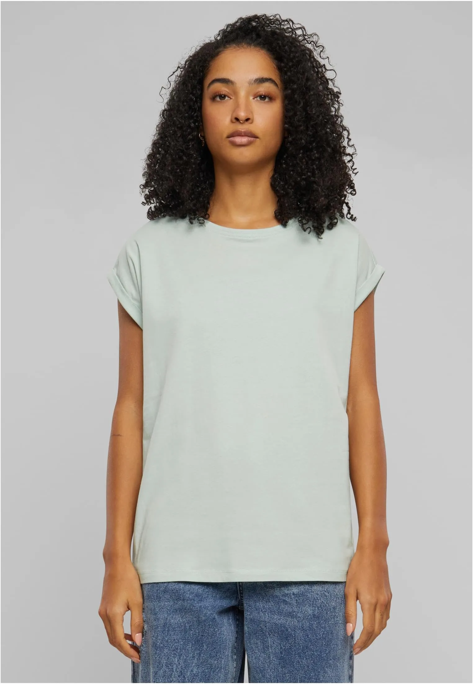 Urban Classics Maglietta da Donna con Spalle Sovrapposte in Cotone, Frostmint, XS - immagine 6