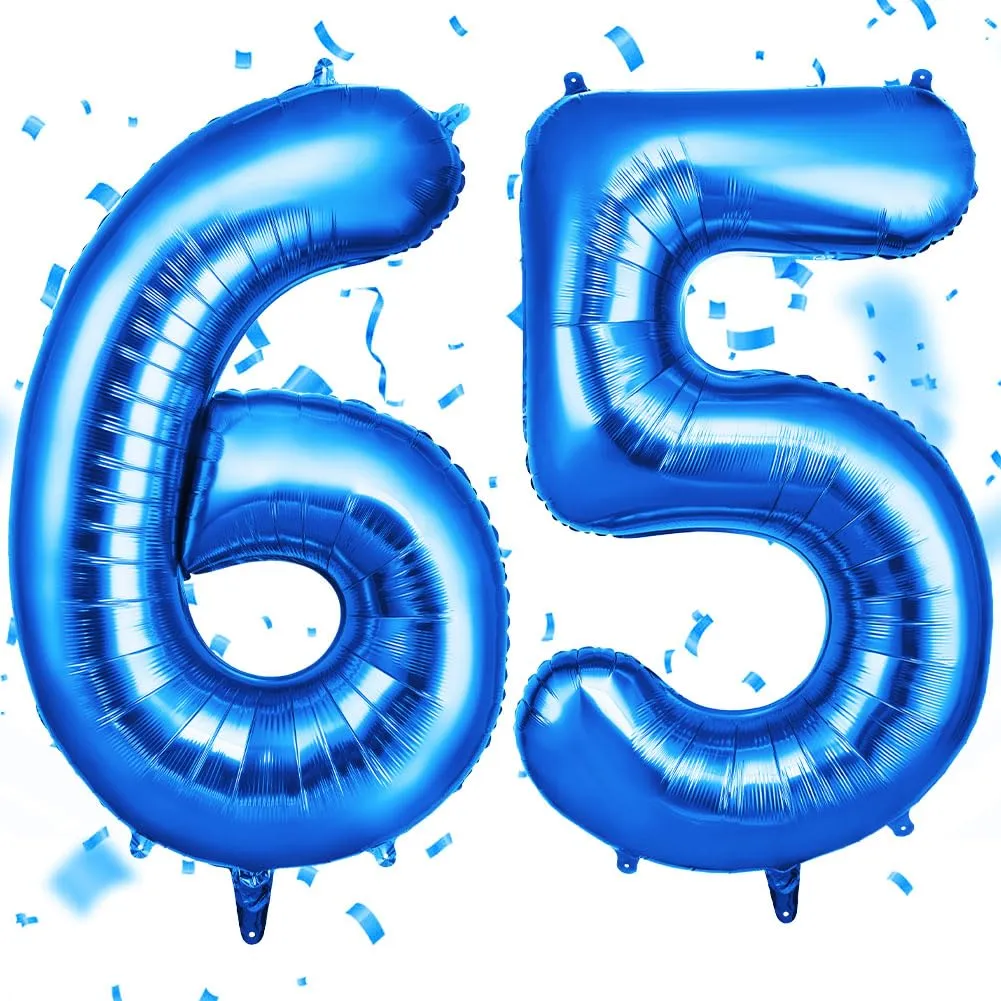 OFFCUP Foil Number Balloons 65 Blue 40" (101cm) - immagine 1