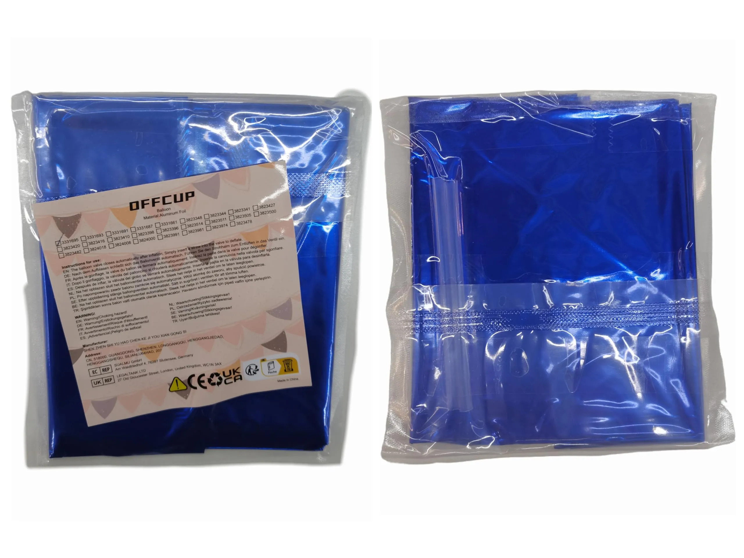 OFFCUP Foil Number Balloons 65 Blue 40" (101cm) - immagine 8