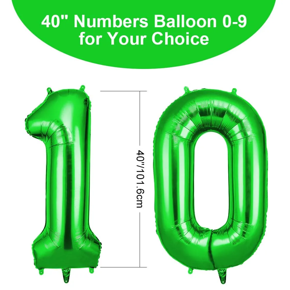 OFFCUP Palloncini Compleanno Numero 10, Verde, 101 cm - immagine 2