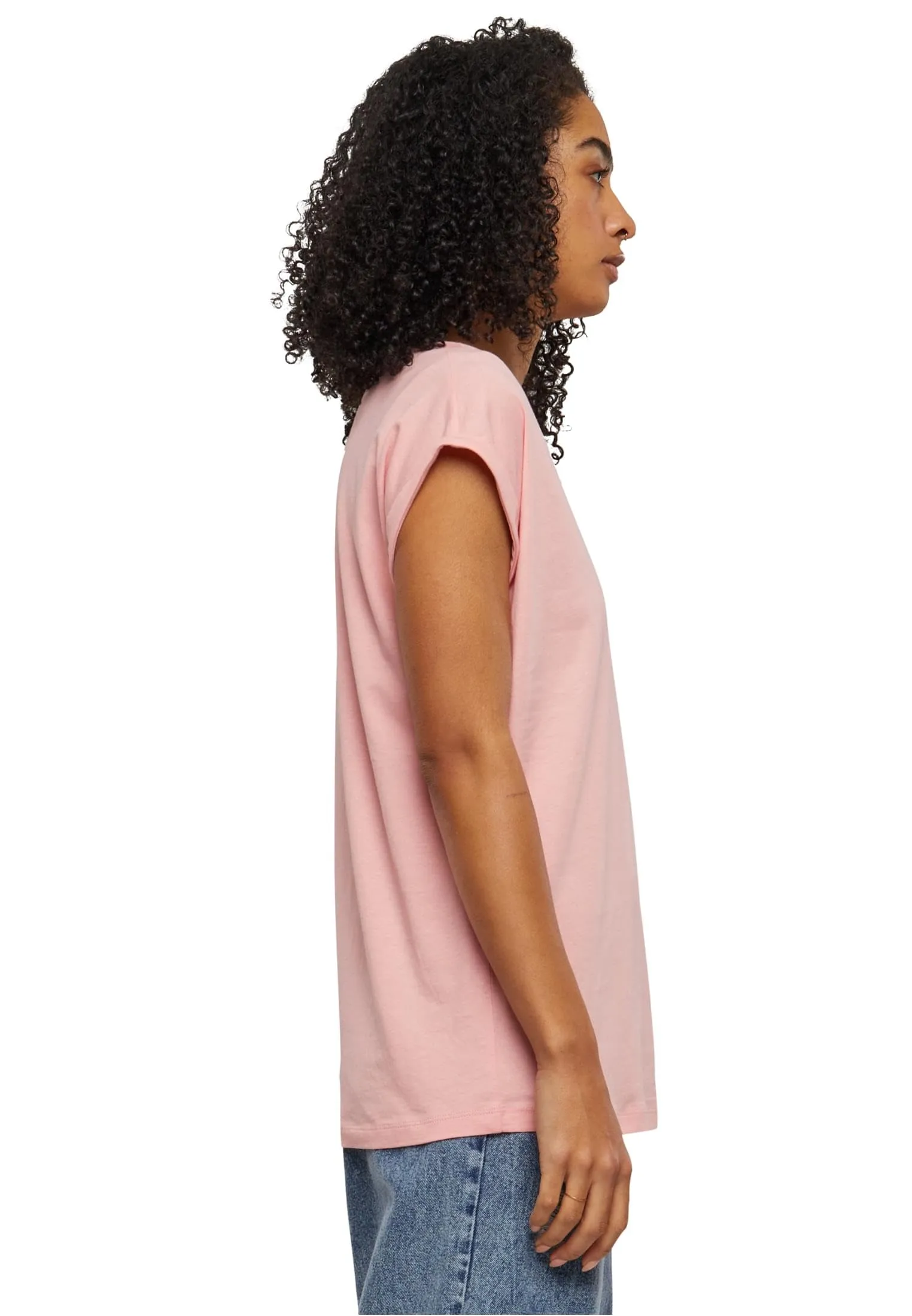 Urban Classics Maglietta da Donna con Spalle Sovrapposte in Cotone, Rosa Limonata, XS - immagine 2