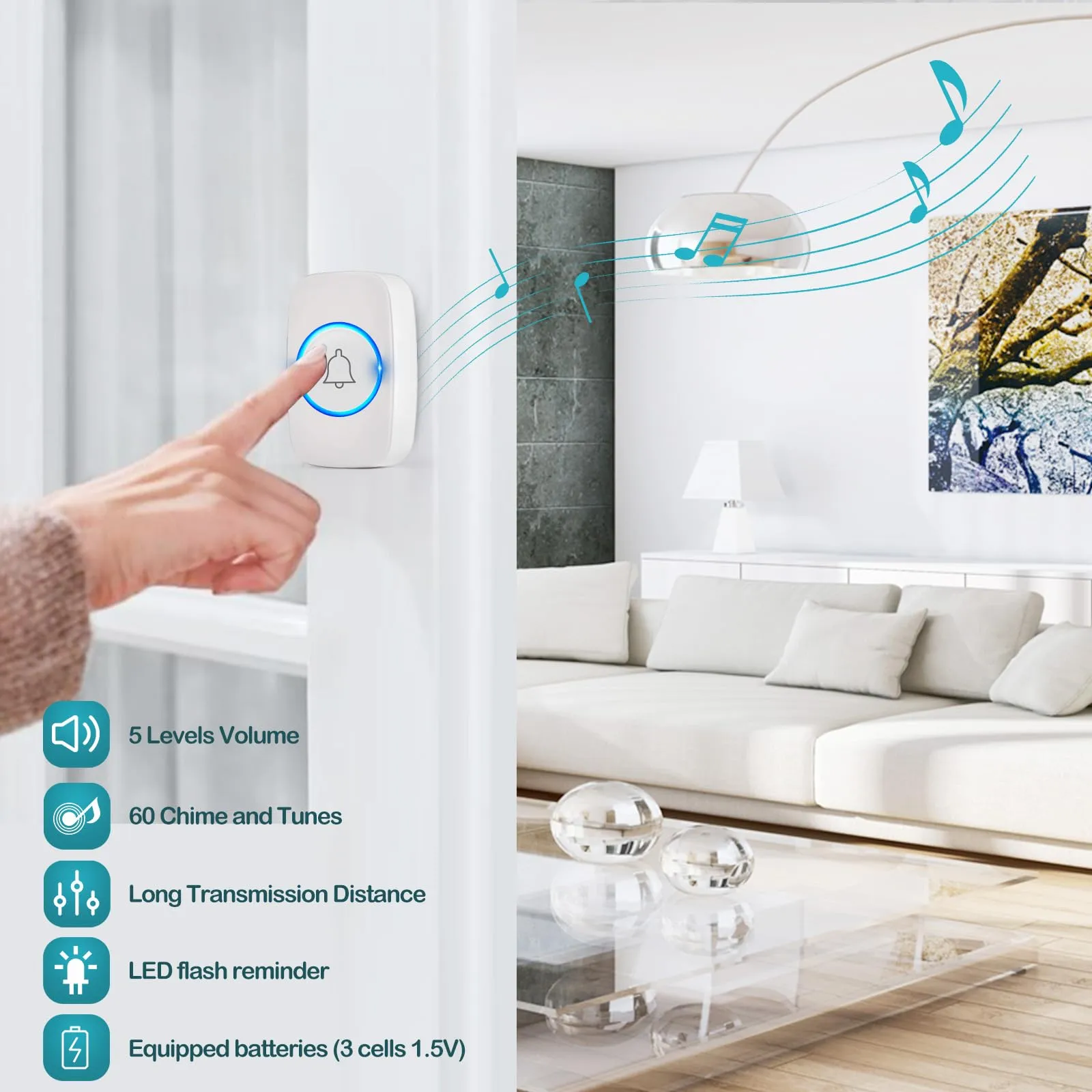 Blendura Campanello Senza Fili da Esterno Impermeabile IP44 - immagine 3