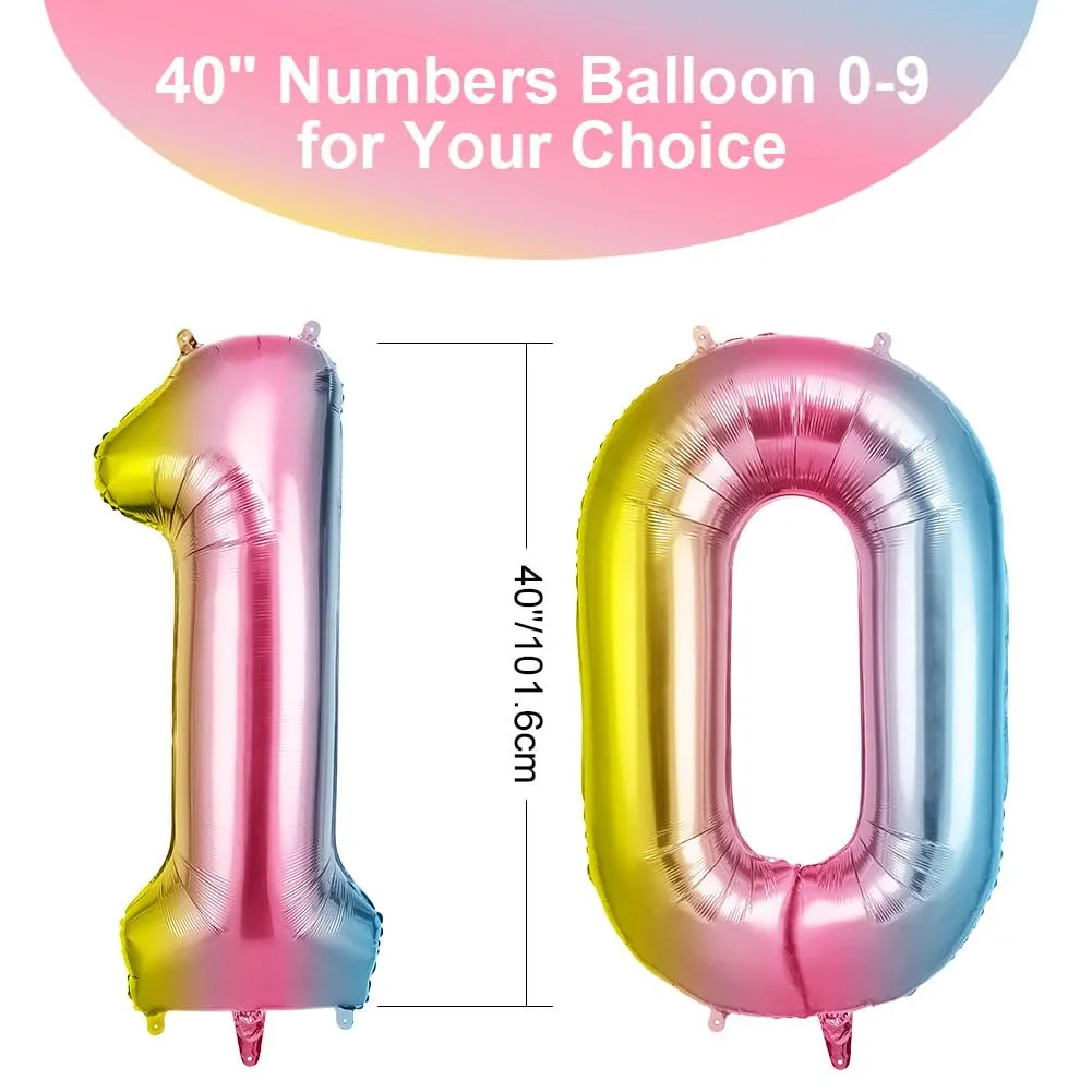 OFFCUP Palloncini Compleanno Sfumatura 101 cm, Numero 10 - immagine 2