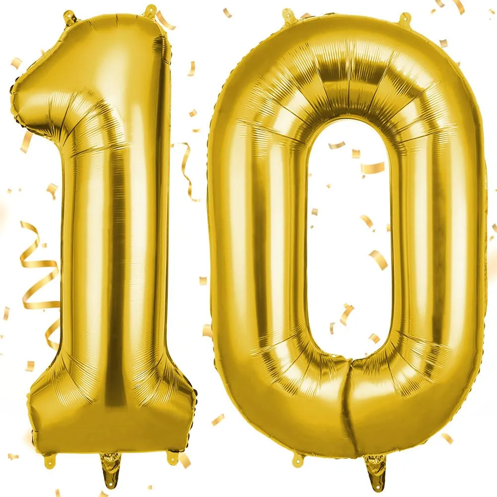 OFFCUP Palloncini Numero 10 Oro, 101 cm - immagine 1