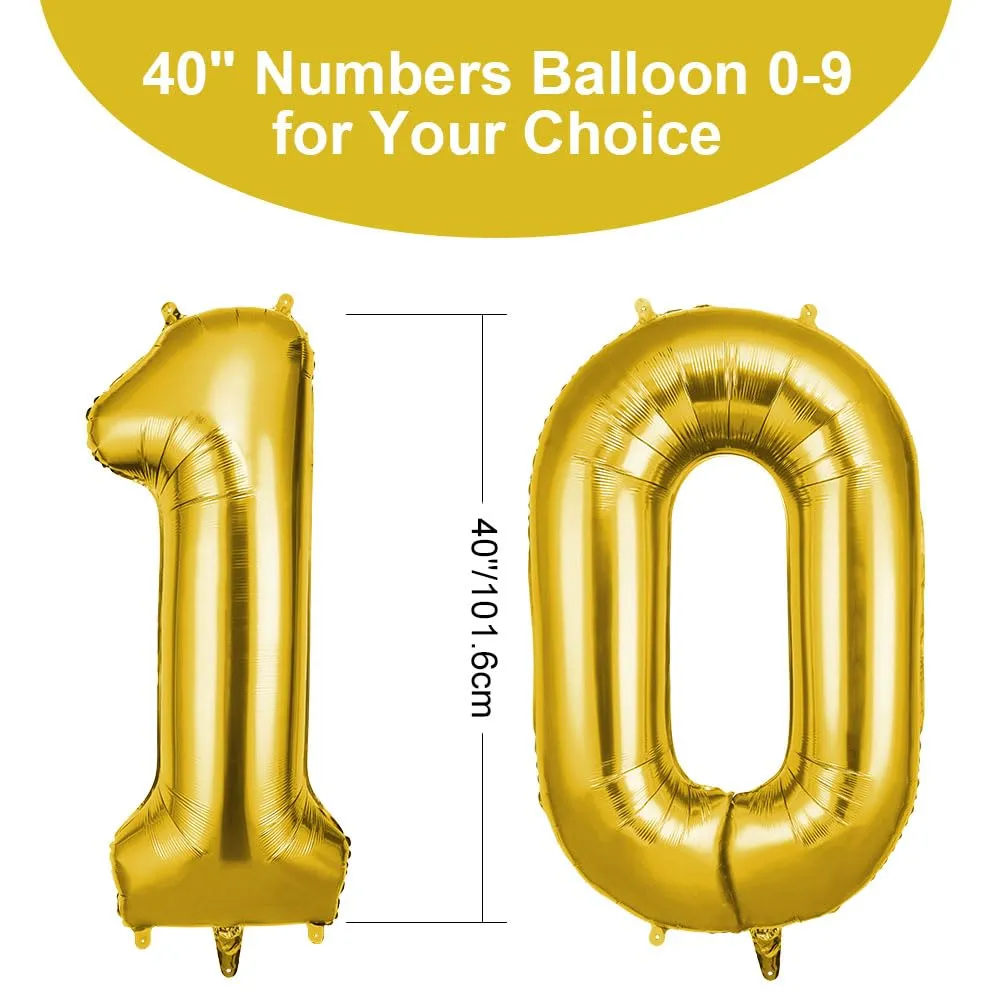OFFCUP Palloncini Numero 10 Oro, 101 cm - immagine 2