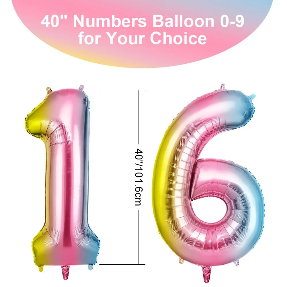 OFFCUP Palloncini Compleanno Sfumatura 101 cm, Numero 16/61 - immagine 2