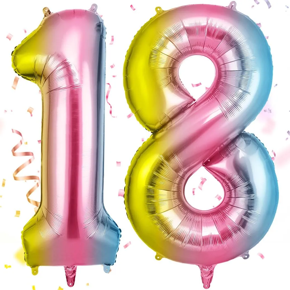 OFFCUP Palloncini Compleanno Sfumatura 101 cm, Numero 18/81 - immagine 1