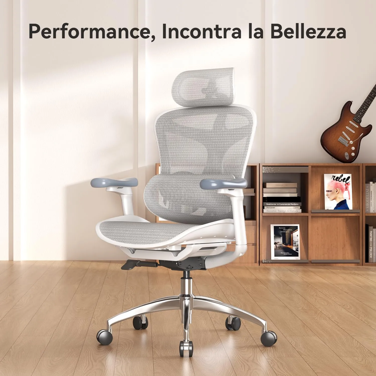 SIHOO Doro C300 Sedia Ufficio Ergonomica con Supporto Lombare Dinamico, Bianco - immagine 4