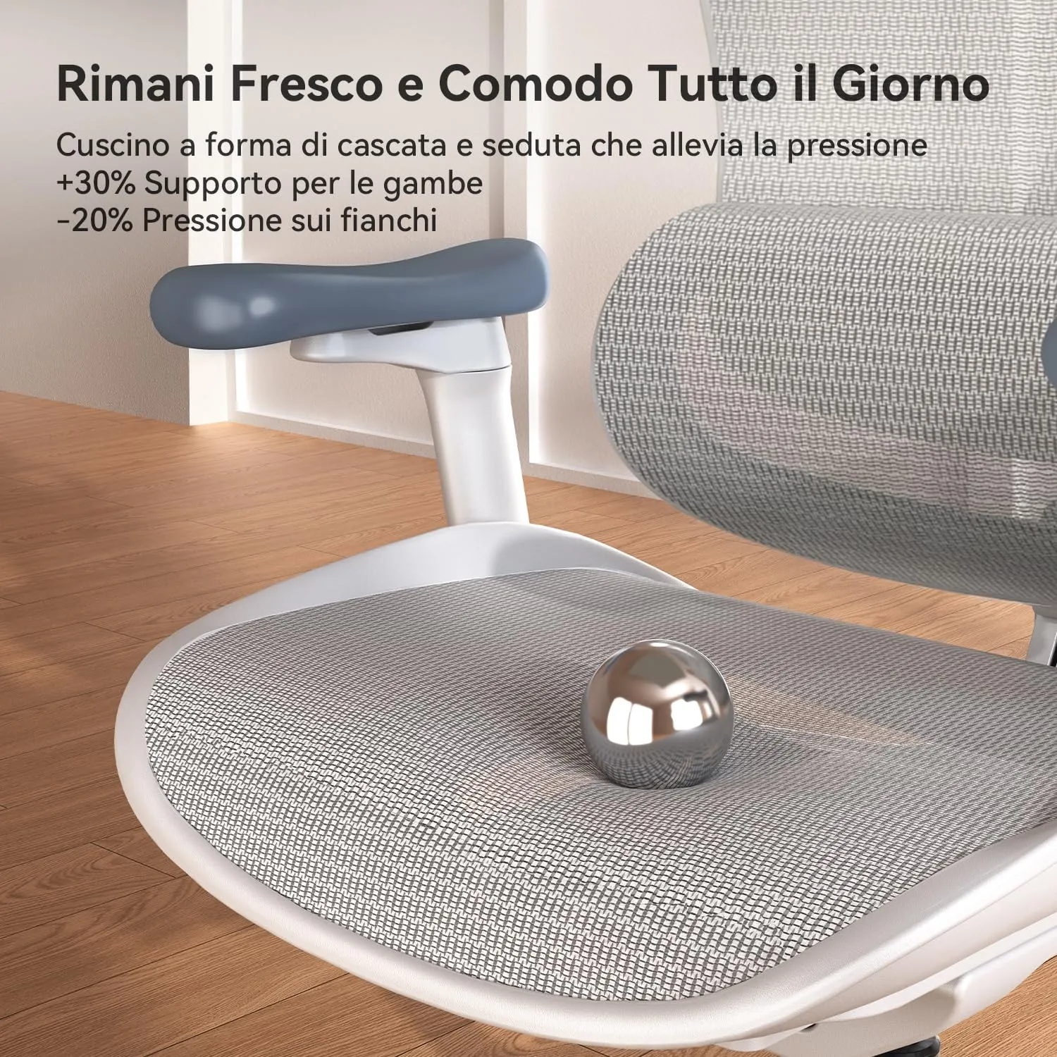 SIHOO Doro C300 Sedia Ufficio Ergonomica con Supporto Lombare Dinamico, Bianco - immagine 7