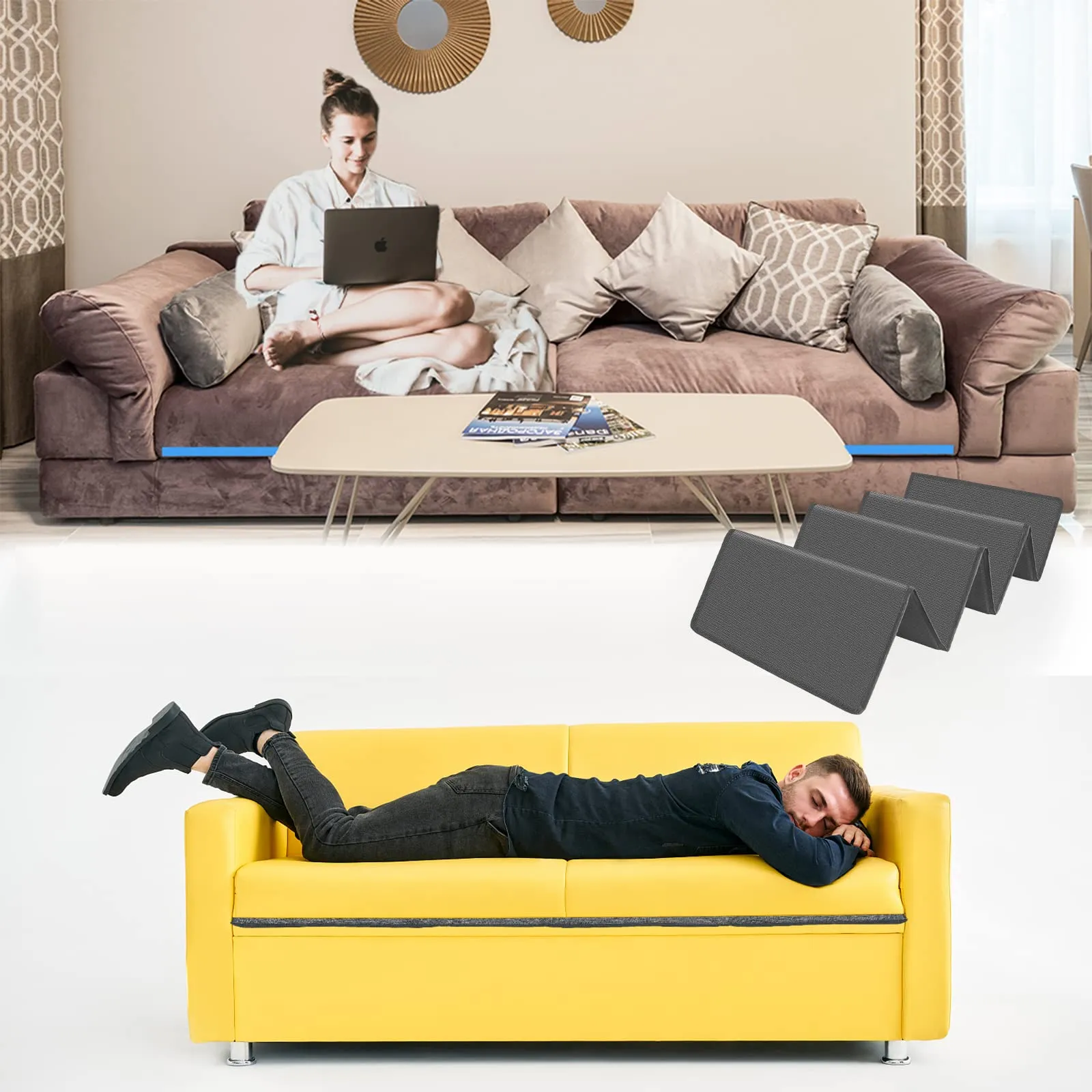VERONLY Supporto per cuscini divano, 167,6 x 43,2 cm, tessuto Oxford, grigio - immagine 3