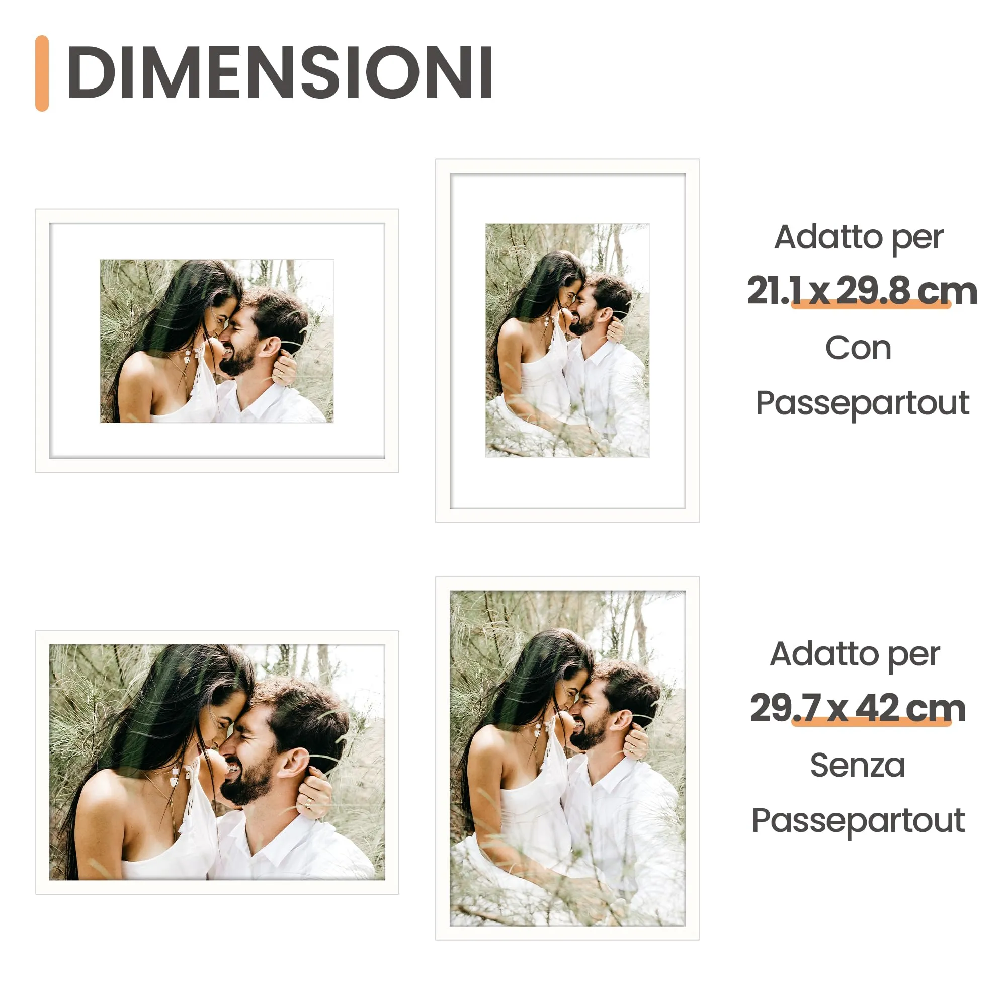 upsimples Cornici portafoto, Set da 3, A3 29,7 x 42 cm, Bianco - immagine 2