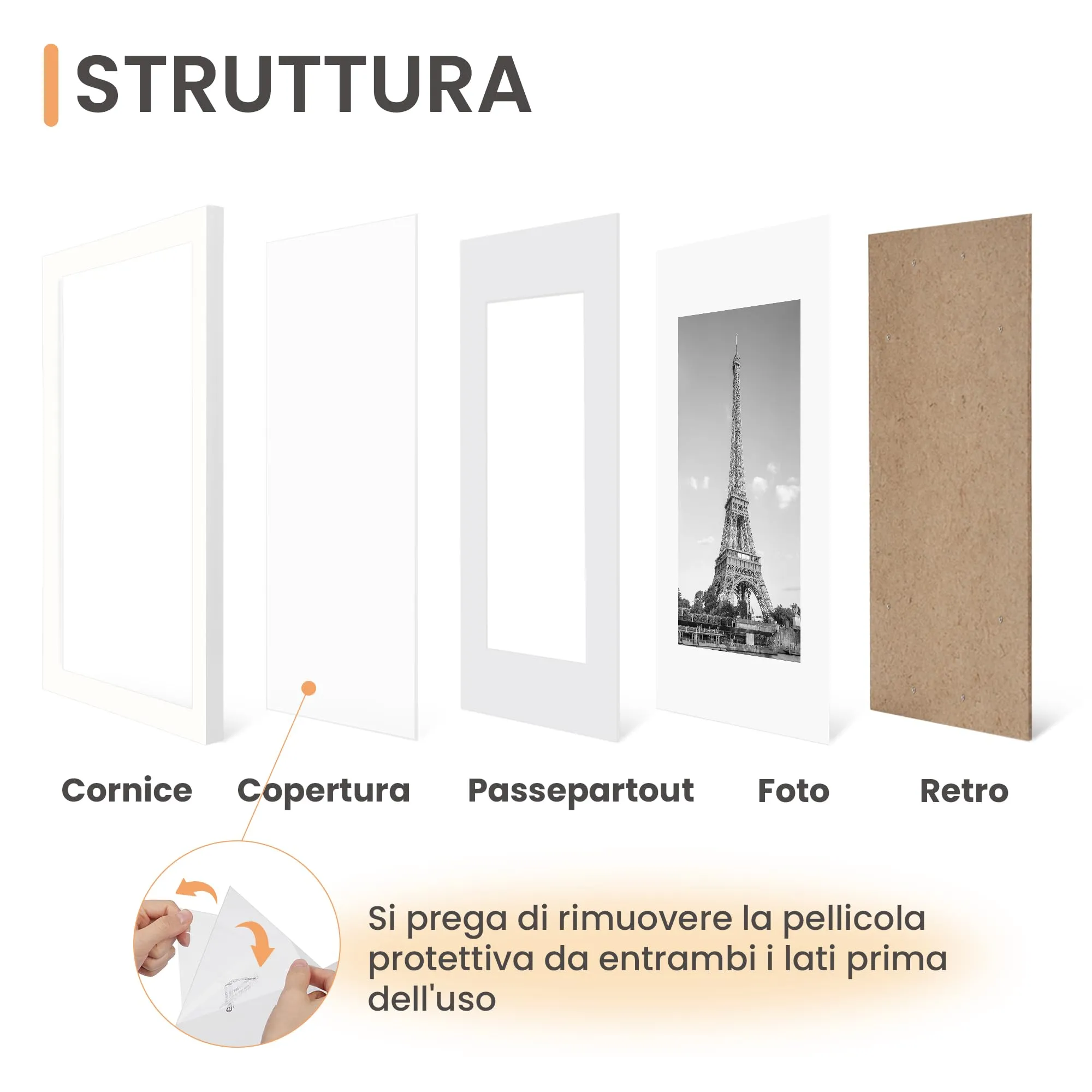 upsimples Cornici portafoto, Set da 3, A3 29,7 x 42 cm, Bianco - immagine 3