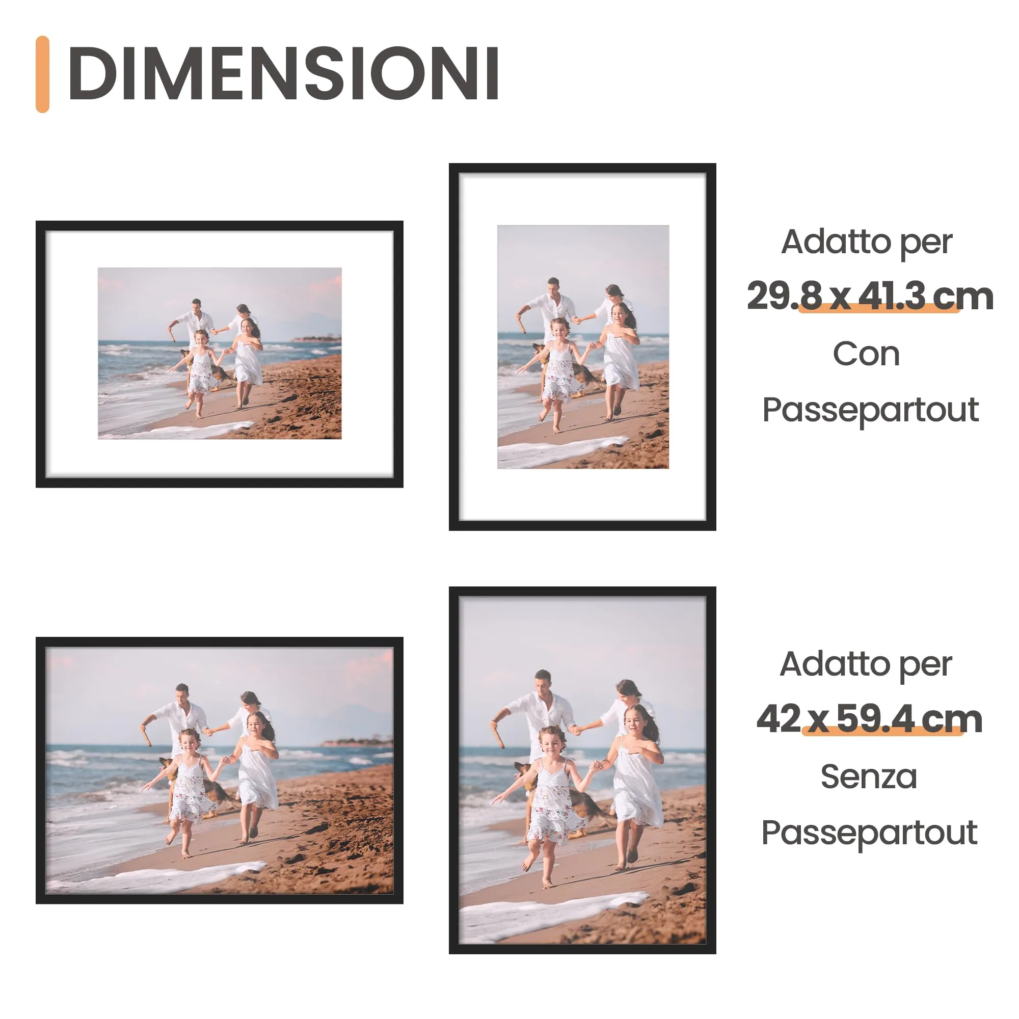 upsimples Cornici Portafoto, Set da 3, A2 42 x 59,4 cm, Nero - immagine 2