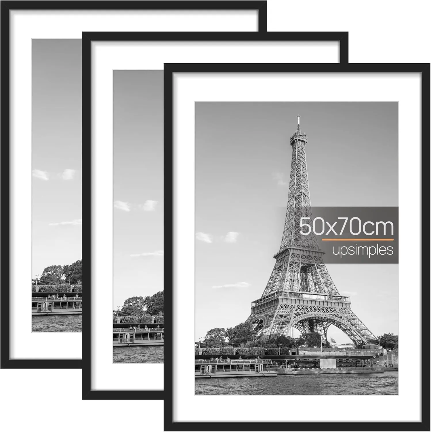 upsimples Set di 3 Cornici Portafoto, 50 x 70 cm, Nero - immagine 1