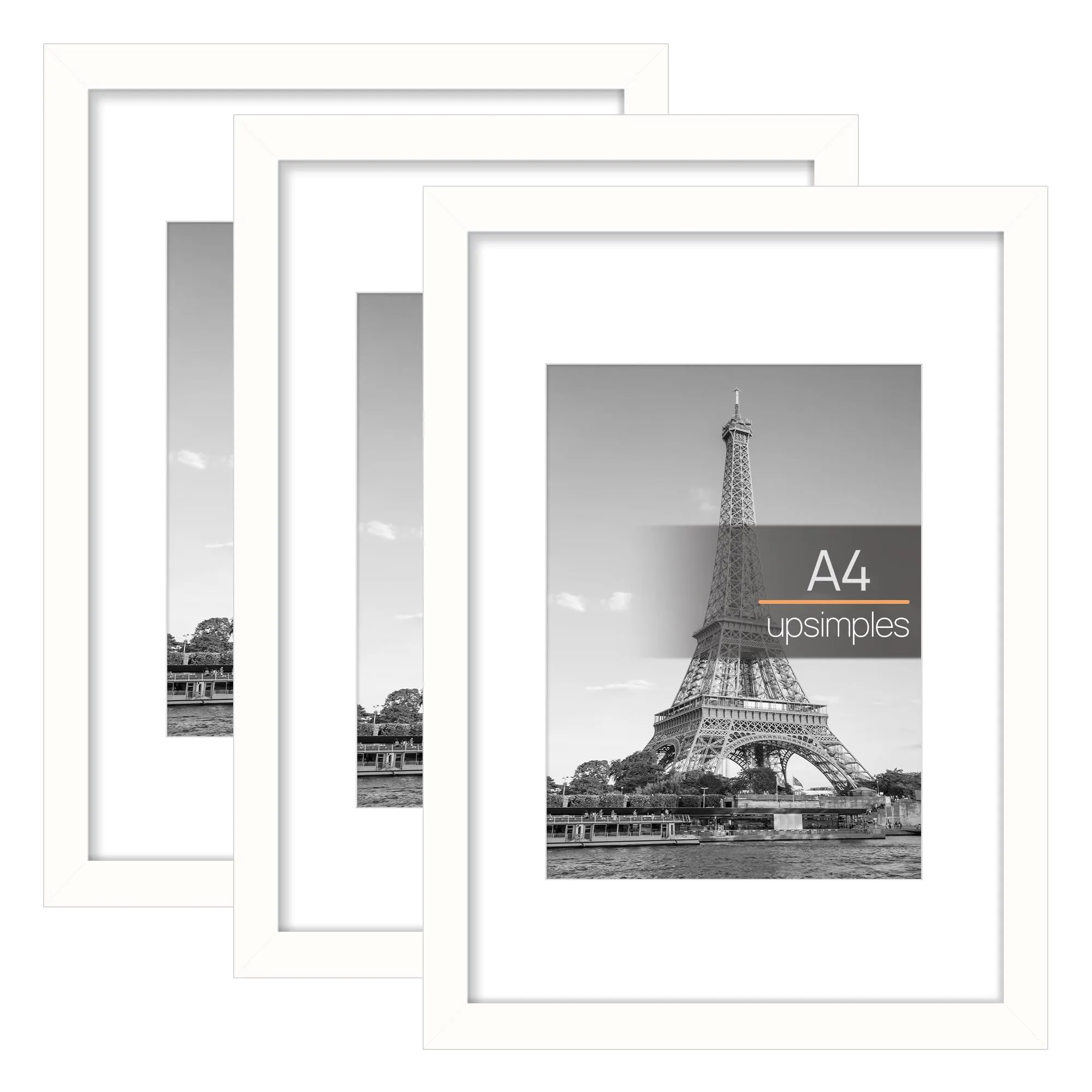 upsimples Cornici portafoto A4 21x29,7 cm, Bianco, Set da 3 - immagine 1