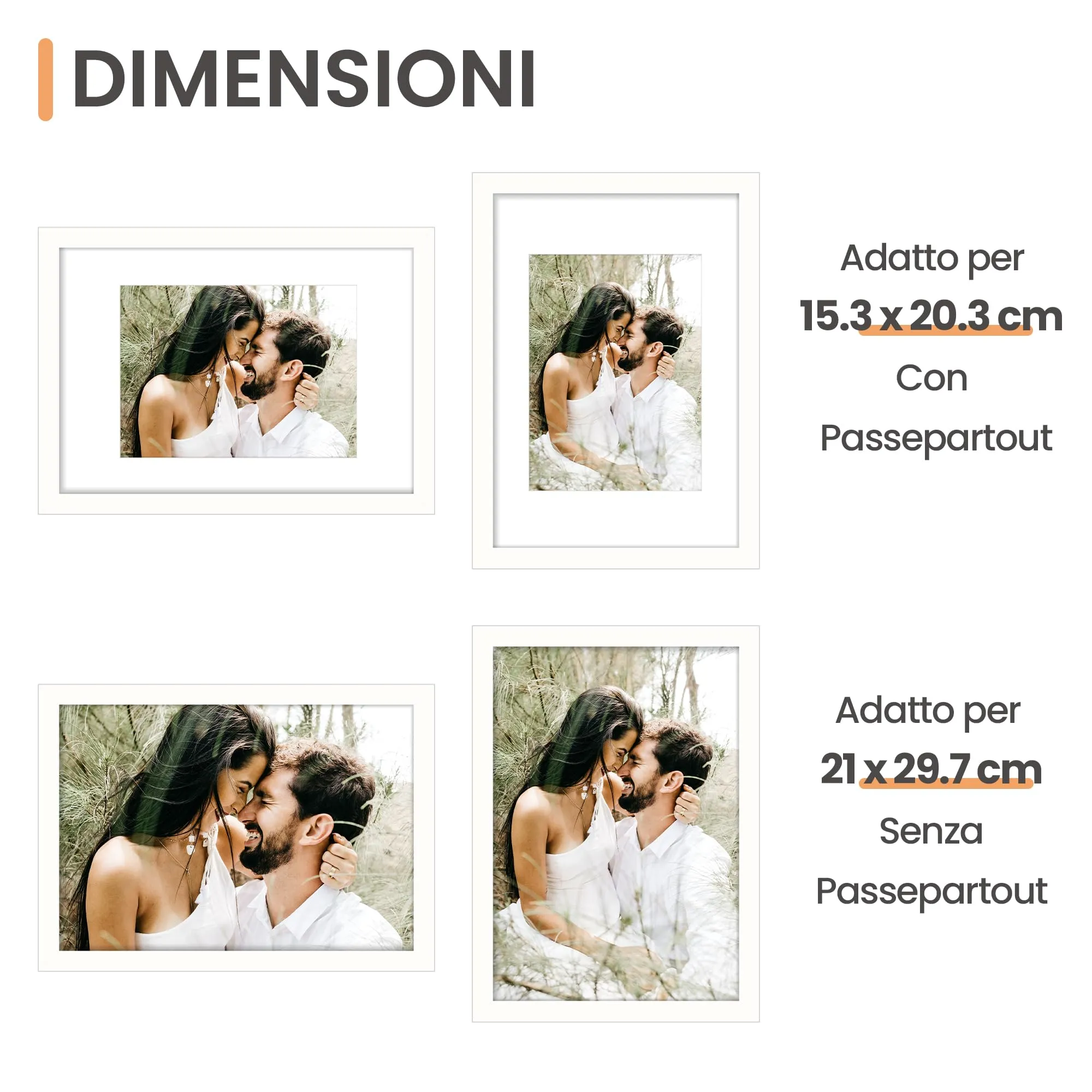 upsimples Cornici portafoto A4 21x29,7 cm, Bianco, Set da 3 - immagine 2