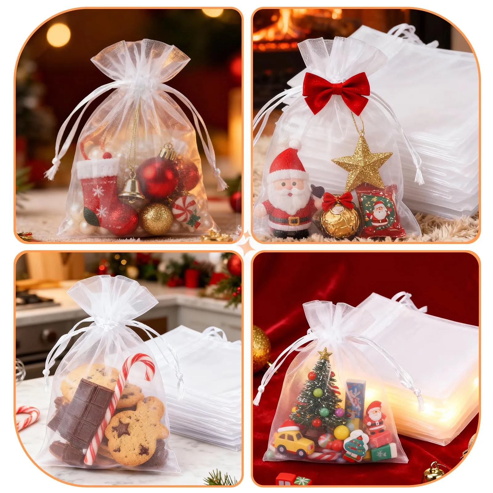 Soodyoow 100 Pezzi Sacchetti in Organza 10x15cm, Bianco - immagine 5
