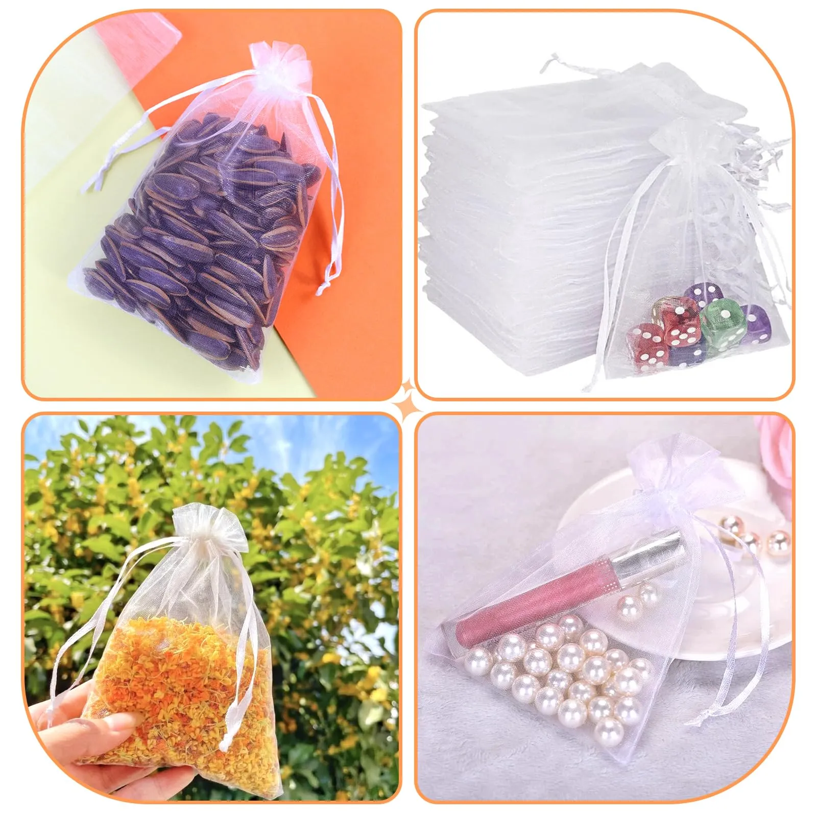 Soodyoow 100 Pezzi Sacchetti in Organza 10x15cm, Bianco - immagine 9