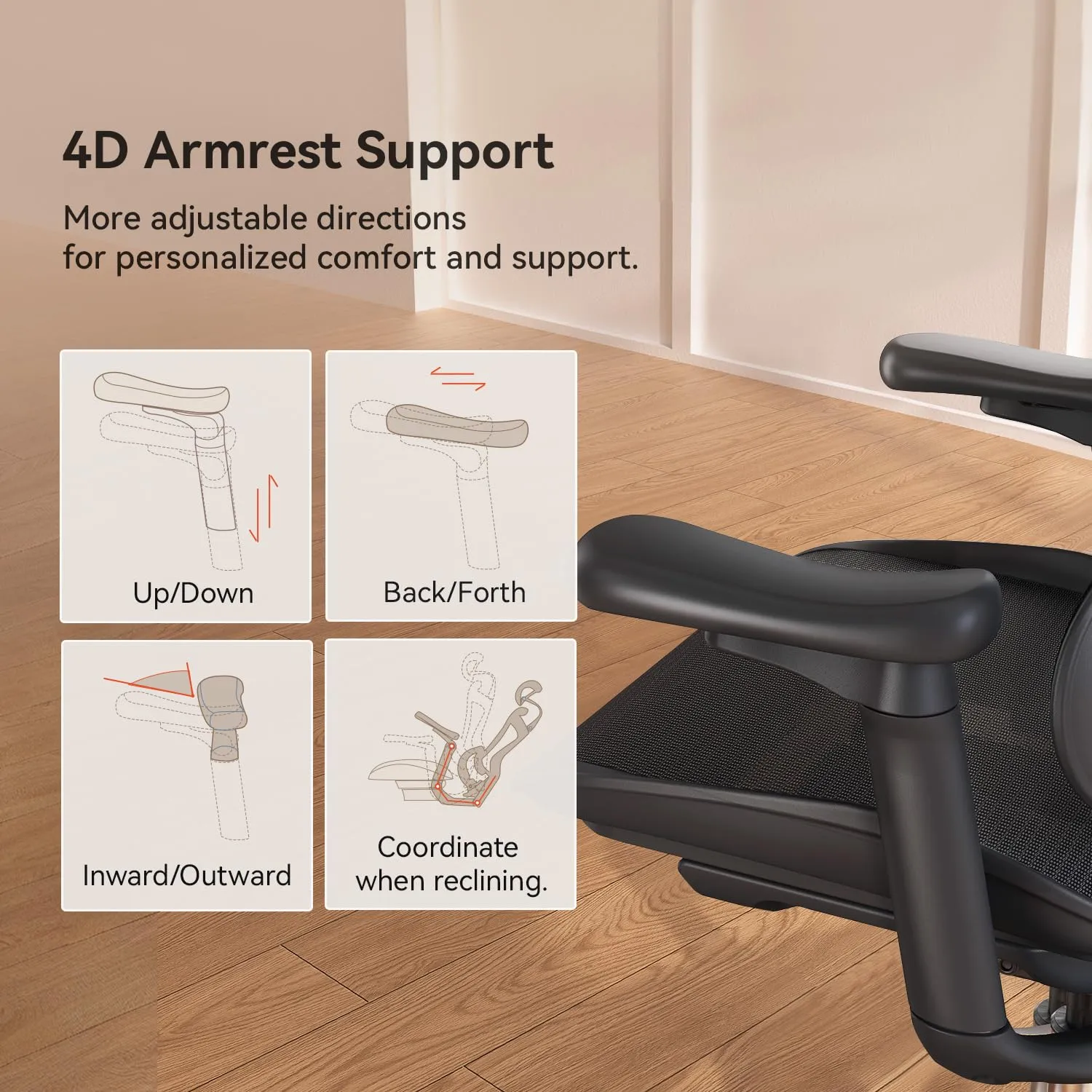 SIHOO Doro C300 Sedia Ufficio Ergonomica, Supporto Lombare Dinamico, Nero - immagine 8