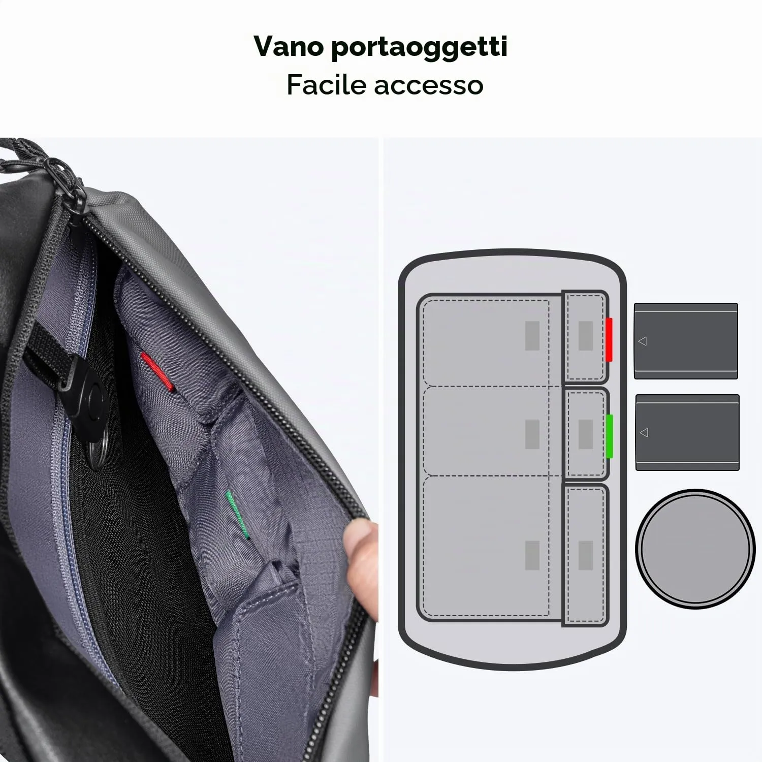 K&F CONCEPT Borsa Foto Tracolla Impermeabile Antiurto 24cm Nero - immagine 4