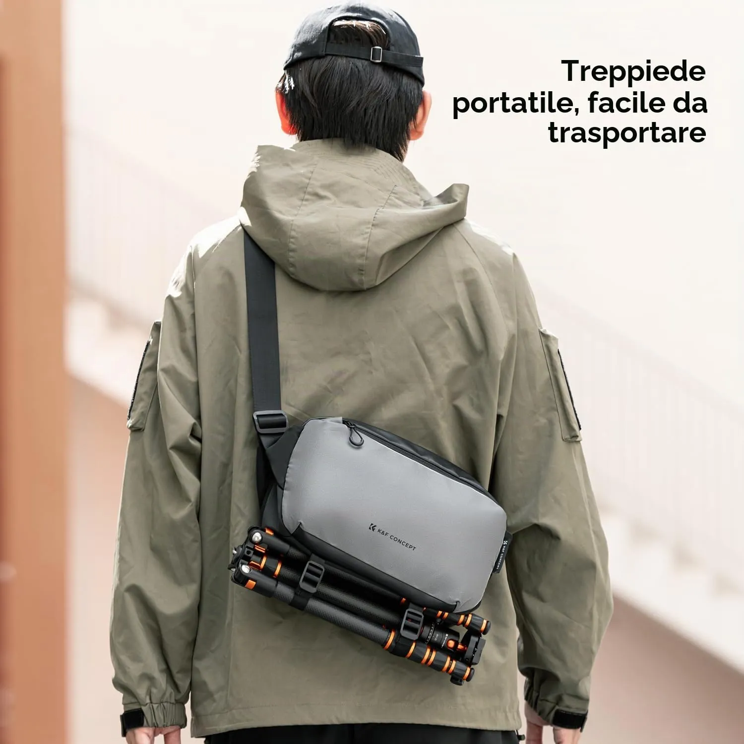 K&F CONCEPT Borsa Foto Tracolla Impermeabile Antiurto 24cm Nero - immagine 5