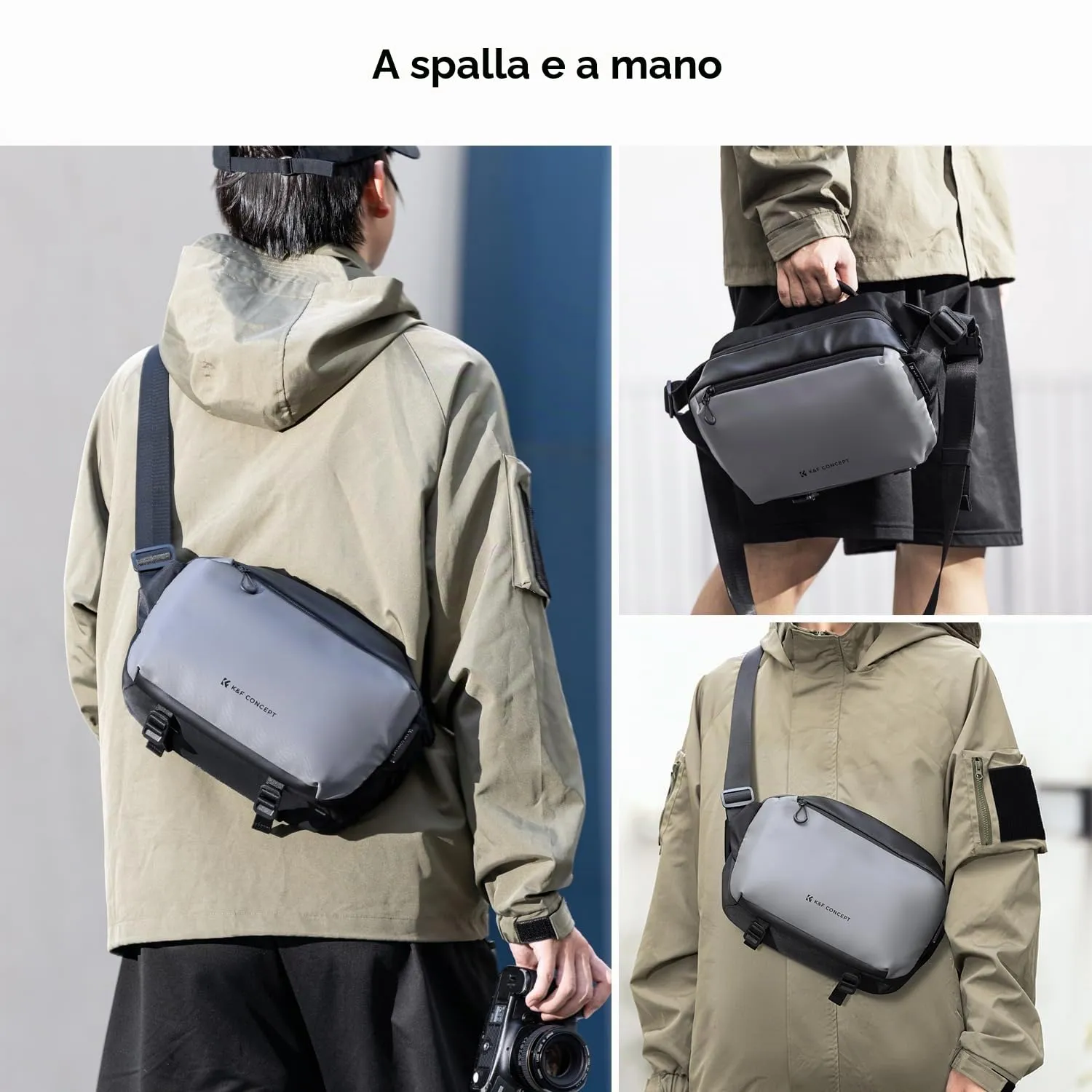 K&F CONCEPT Borsa Foto Tracolla Impermeabile Antiurto 24cm Nero - immagine 7