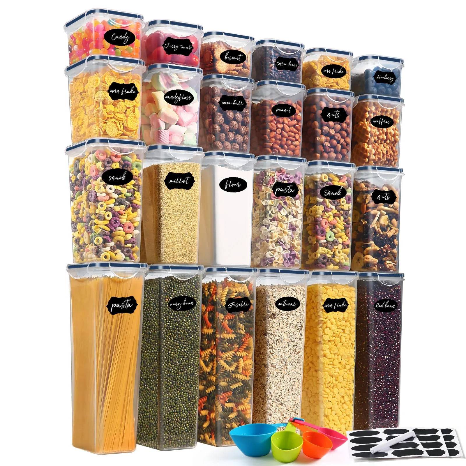 YASHE Set di 24 Contenitori Ermetici per Alimenti in Plastica Senza BPA con Coperchio - immagine 1
