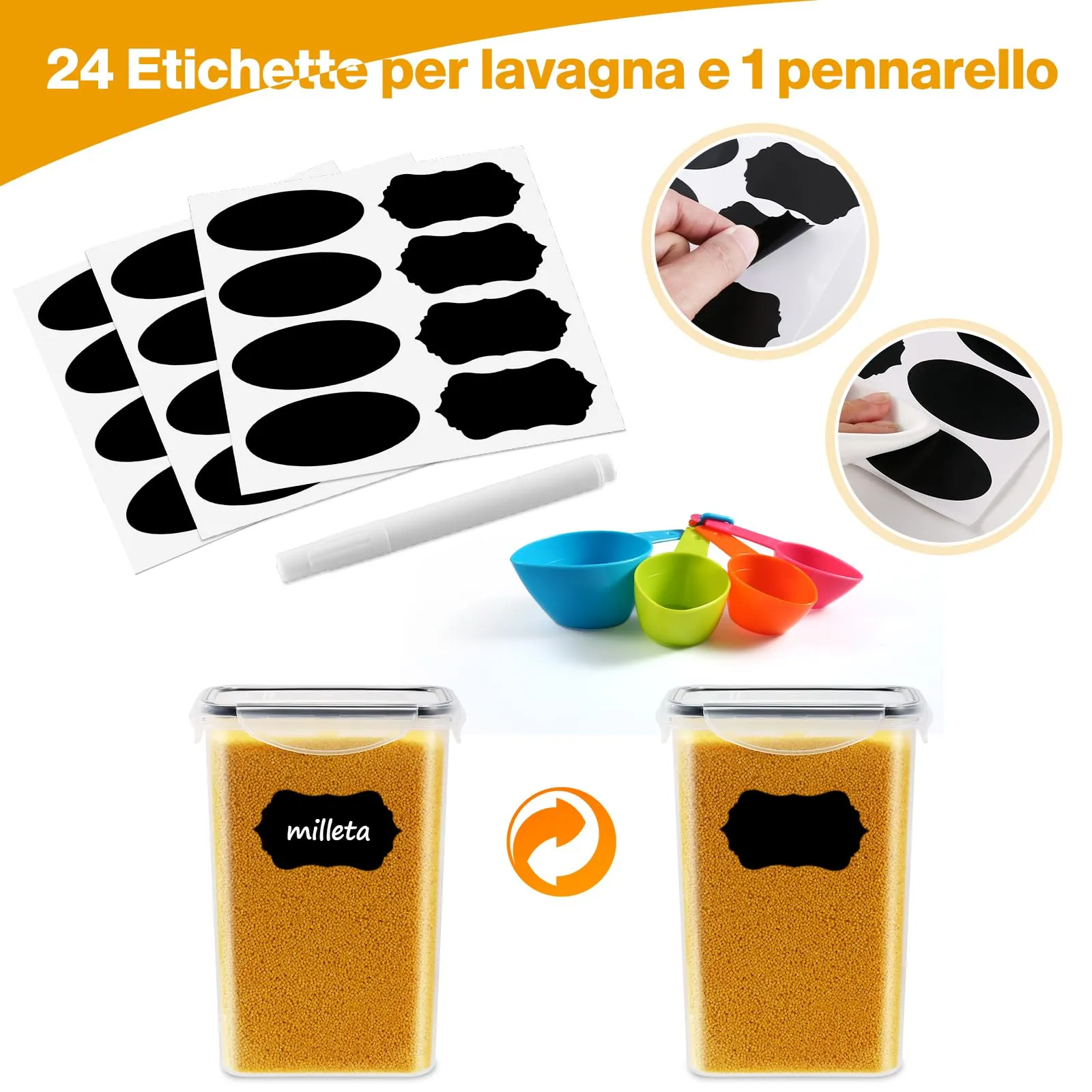 YASHE Set di 24 Contenitori Ermetici per Alimenti in Plastica Senza BPA con Coperchio - immagine 6